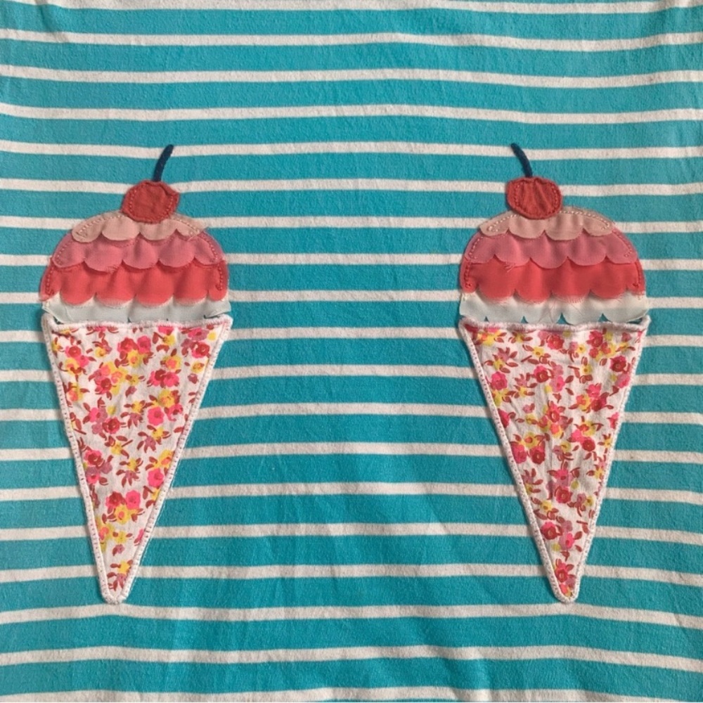 Mini Boden Striped Tunic/Dress with Ice Cream Appliqué Pockets Size 9/10 - Picture 3 of 6